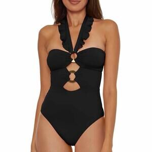 Soluna Swim Standard Buckle Up One Piece Bandeau Swimsuit Size Large